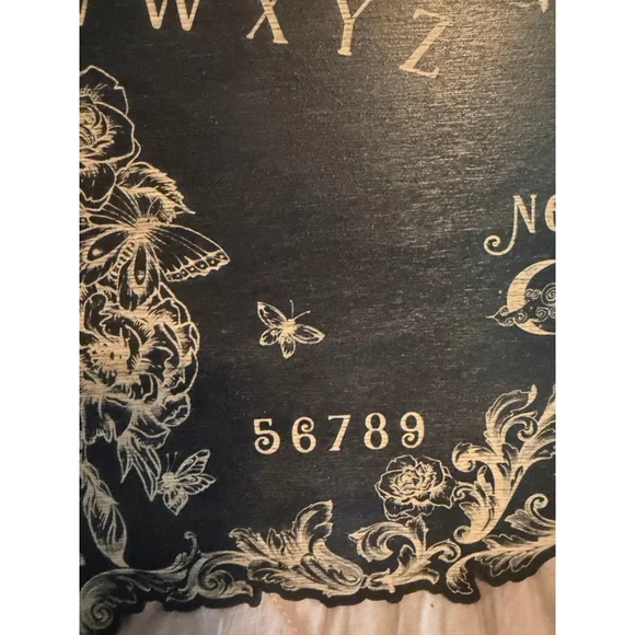 Hand crafted Artisan Felt Backed Spirit Board Black & Gold with planchette